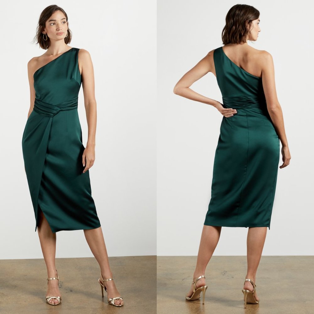 NWT Ted Baker London Dress One Shoulder Emerald Green "Zaaraa”